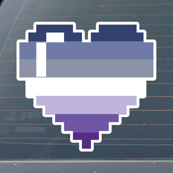 Butch Lesbian 8 Bit Retro Style Pride Heart - LGBTQ+ Flag - Indoor Outdoor Vinyl Decal, Great for Gamers