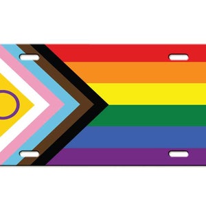 Intersex Progress Pride Flag, Poc and Transgender Inclusive LGBTQIA+ Vanity / License Plate - Made In The USA