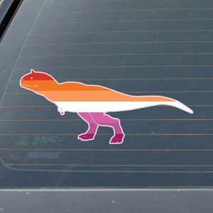 Carnotaurus Inclusive Lesbian, Sunset Lesbian Flag - LGBTQ+ Pride - Indoor Outdoor Vinyl Decal