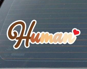 POC Inclusive Cursive HUMAN Text with Heart - Indoor/Outdoor Vinyl Decal