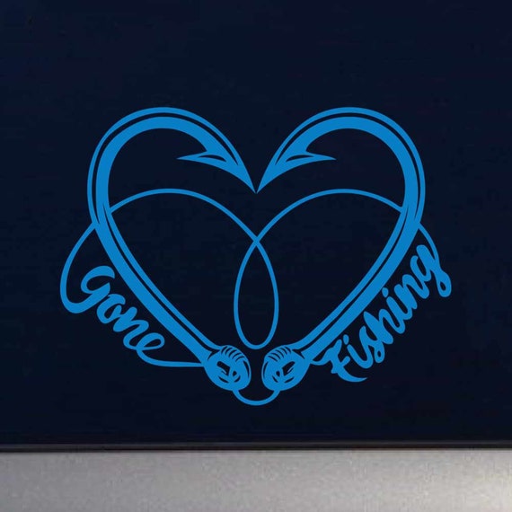 Gone Fishing, Fish Hook Heart - Indoor Outdoor Vinyl Decal - Multiple  Colors Available - Etsy