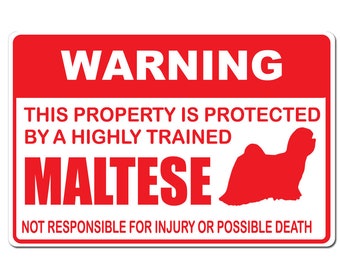 *Aluminum* Warning Area Patrolled By Maltese 4"x18" Metal Novelty Sign *Aluminum* Warning Area Patrolled By Maltese 4"x18" Metal Novelty Sign