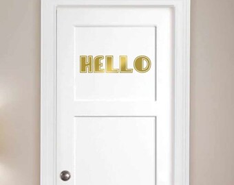 Hello Retro Text Indoor Outdoor Vinyl Decal - Multiple Colors Available