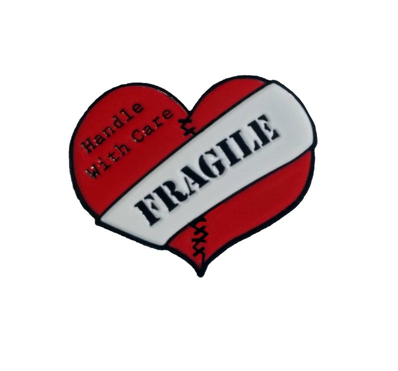 Handle With Care Fragile Heart Enamel Pin Etsy