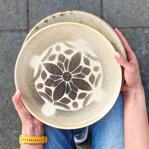 2 Plates set Handmade Ceramic Plates: Set of 2 Plate Ukrainian Folk Art, Geometric Designs, Rustic home decor, Plate collection Ceramic gift