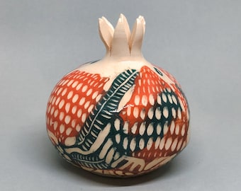 Sgraffito pomegranate 10 cm Sgraffito pottery Made in Ukraine Ceramic sculpture Ukrainian pottery Sculpture art ceramic