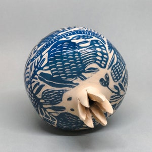 Ceramic pomegranate 11 cm Sgraffito Hand painted Made in Ukraine Ceramic sculpture image 9