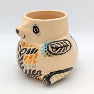 Ceramic bear 17 oz Cute mug no handle Colourful tumbler Handmade Ukraine pottery image 3