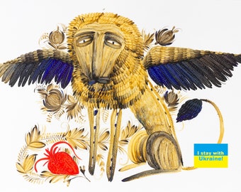 Digital art Lion picture Picture with a lion Ukrainian art. I love Ukraine!