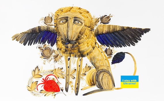 Digital art Lion picture Picture with a lion Ukrainian art. I love Ukraine!