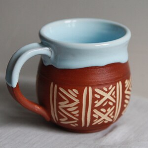 Ceramic mug handmade 12 oz Vyshyvanka Coffee mug pottery Blue ceramic mug Unique mug Pottery mug handmade Rustic mug Ukrainian ceramic cup image 5