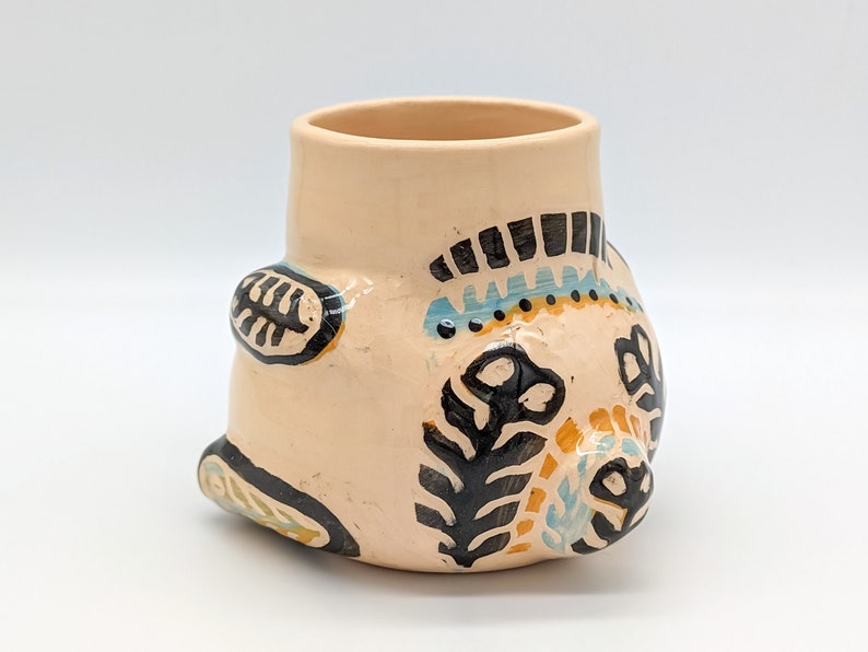 Ceramic bear 17 oz Cute mug no handle Colourful tumbler Handmade Ukraine pottery image 4