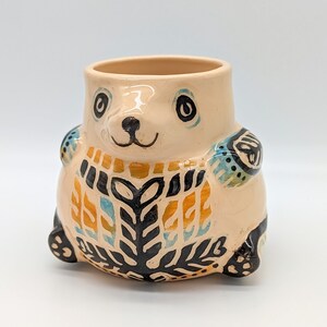 Ceramic bear 17 oz Cute mug no handle Colourful tumbler Handmade Ukraine pottery image 2