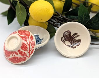 Set of 3 Hand-Carved Sgraffito Ceramic Copitas from Ukraine – Tequila & Mezcal Shot Glass