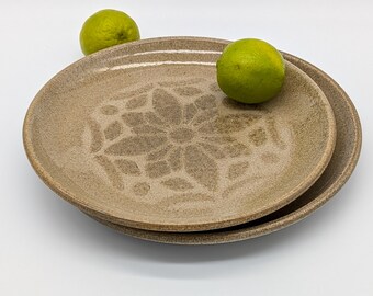 Handmade Ceramic Dinner Plates – Ukrainian Folk Ornament, Rustic Pottery Gift