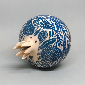 Ceramic pomegranate 11 cm Sgraffito Hand painted Made in Ukraine Ceramic sculpture image 6