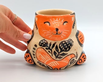 Ceramic fox cute 13 oz Cute mug no handle Ceramic mug Ceramic cup handmade Ukraine pottery made in Ukraine