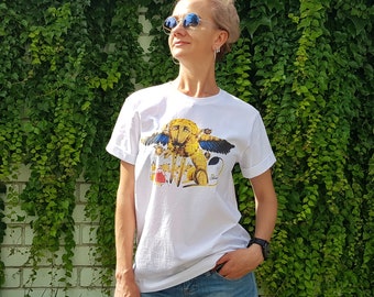 Oekraïens T-shirt voor dames Auteursprint met leeuw Oekraïens shirt gemaakt in Oekraïense Oekraïense volkskunst