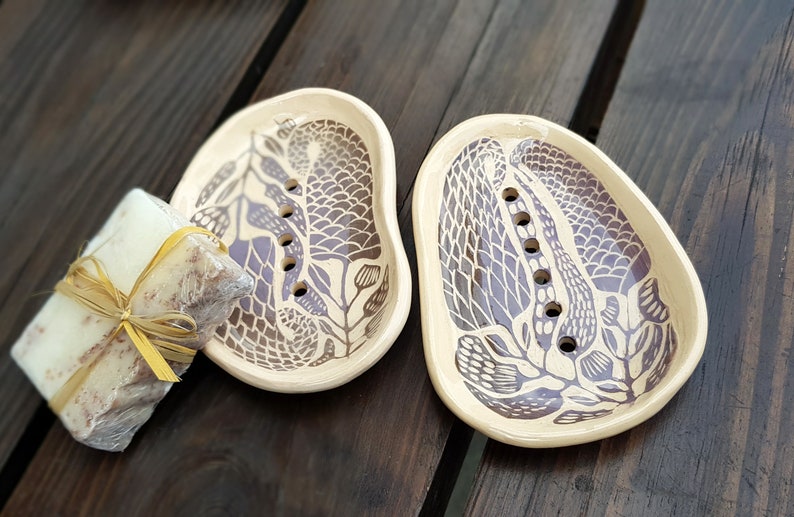 Modern Soap Dish Soap Dish Pottery Sgraffito Soap Dish Soap Etsy