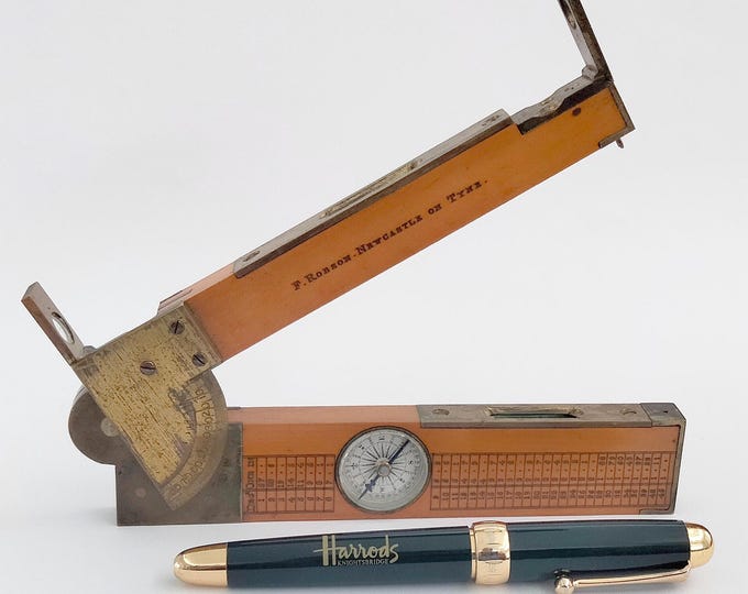 Antique F. Robson Tools Newcastle Wood Brass Glass Measuring Device ...
