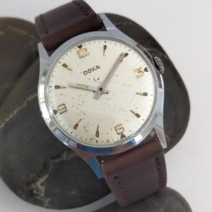 Video*  Vintage Gents Swiss &quot;Doxa&quot; Mechanical Wristwatch 1960&#39;s Stainless Steel Wristwatch Hand Wound Timepiece Birthday Gifts Unisex Watch