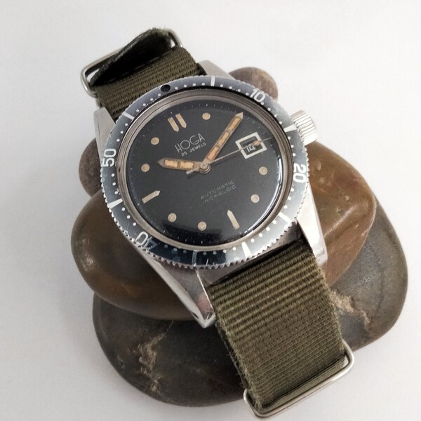 Video* Vintage Swiss 1950's "HOGA SKIN DIVER" Watch 38mm Case Automatic 25 Jewel Vintage Man's Sub Timepiece Gent's Birthday Gifts Nato