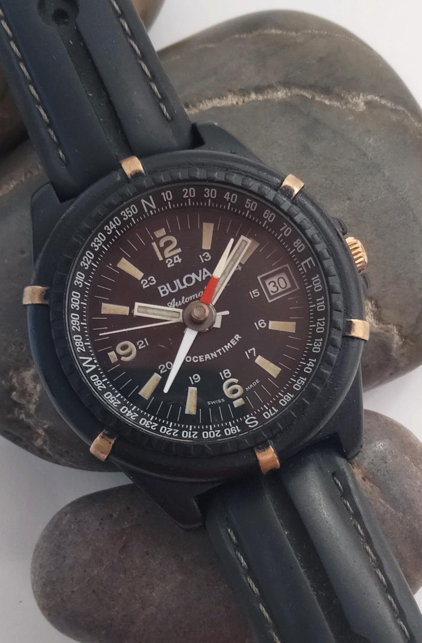 VIDEO* Rare Vintage Original BULOVA OCEANTIMER Boxed Black VIDEO* Rare Vintage Original BULOVA OCEANTIMER Boxed Black