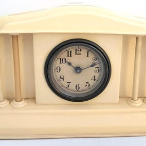 VIDEO* Vintage Art Deco Cream Celluloid Clock Retro Vintage Timepiece Clock Vintage Kitchen Bedroom Study Clock Birthday Gifts Gifts For Her