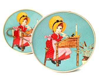 Ladies Vintage  "HOLLY HOBIE" Convertible Double Compact Mirror Fashion Accessory Glamour Beauty Products Handbag Accessories Birthday Gifts