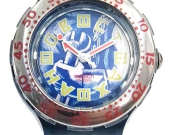 Swatch 1986 Blue Note GI400 Vintage Watch, Retro 80s Unisex  display picture 1
