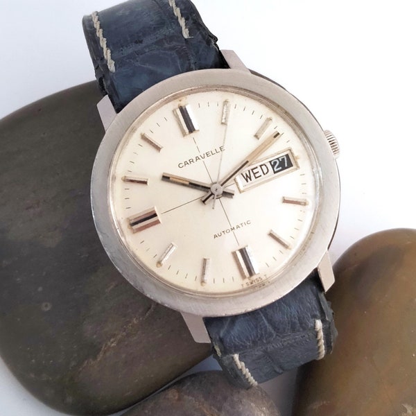 VIDEO* Vintage Swiss Caravelle (Bulova) Automatic 17 Jewel Date Wristwatch Vintage Timepiece Gent's Mid Century Watch Birthday Gift For Him
