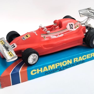 VIFDEO* Rare Vintage F1 Red Ferrari Champion Racer Nikki Lauda Friction Toy Racing Car Old Store Stock Toy Racing Motorsport Film Props