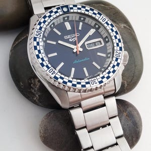 Video* Amazing &quot;SEIKO RALLY DRIVER&quot; 42mm Ref 4R36 Immaculate Steel Sports Watch Blue Dial Boxed Gent&#39;s Wristwatch Birthday Gift Film Props