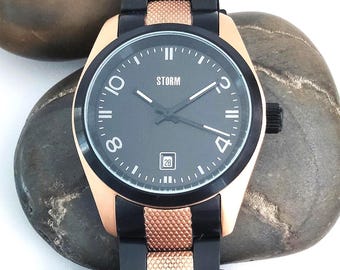 VIDEO* "STORM" Romeo Schwarz Roségold Sport Datum Armbanduhr 38 mm Gehäuse Quarz-Uhrwerk Unisex Armbanduhr Geburtstag Geschenkideen Herrenuhren