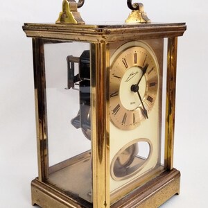 VIDEO* Beautiful Mid 20th Century 8 Day Brass Glass German Schmid Carriage Chiming Clock Clockwork Timepiece Birthday Gifts Study Film Props