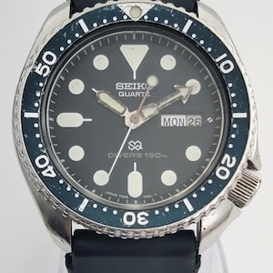 VIDEO* Vintage SEIKO 150M Turtle 42mm Diver 7548 Day/Date 1980&#39;s Black Dial Quartz Dive Watch Birthday Gifts Sports Watches Film Props