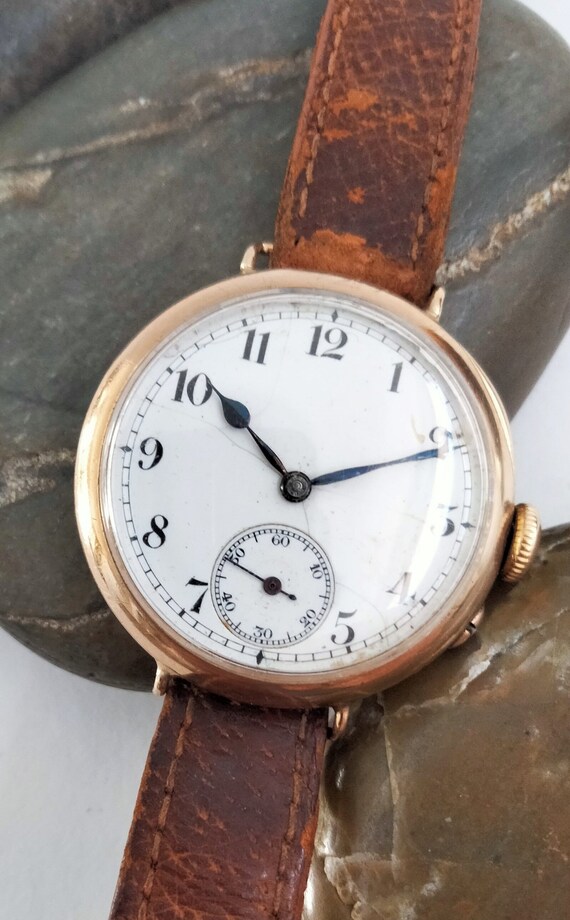 VIDEO* Solid 9ct Gold Military Antique Wristwatch… - image 3