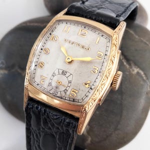 VIDEO* Vintage BULOVA &quot;Westfield&quot; Swiss Art Deco Style Mechanical Wristwatch 7 Jewels Watch 1950&#39;s Swiss Watch Birthday Gifts Film Props