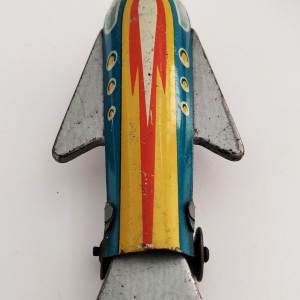Seltene Vintage Weißblech Blitz Gorden Style 50er Jahre Raumschiff Spielzeug Japan Deutschland Space Toy Roboter Weltraum Raumschiff Astronaut Space Travel