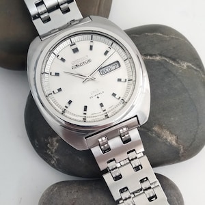 Video* Vintage Jumbo SEIKO 5 ACTUS SS Automatic 6106 Daydate 1970&#39;s Gent&#39;s Wristwatch Japan Vintage Seiko Timepiece Birthday Gift Film Props