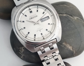 Video* Vintage Jumbo SEIKO 5 ACTUS SS Automatic 6106 Daydate 1970&#39;s Gent&#39;s Wristwatch Japan Vintage Seiko Timepiece Birthday Gift Film Props