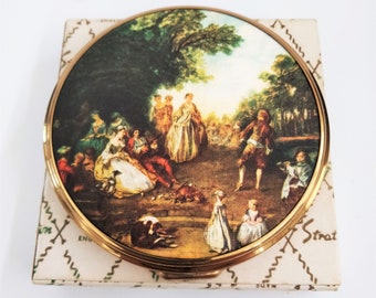 Vintage Stratton "Regency" Ladies 1950's Powder Compact Italian Silk Box Vintage Glamour Beauty Products Made In England Handbag Accessories