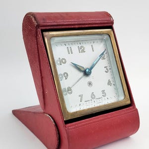VIDEO* Rare Vintage Art Deco "SMI" French Folding Travel Clock 1930's Retro Alarm Clock Clockwork Timepiece Birthday Gifts Film Props