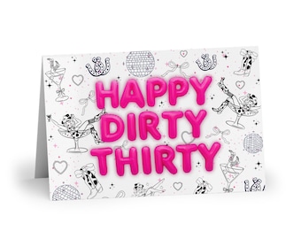 Tarjeta de cumpleaños número 30, tarjeta de cumpleaños disco, temática vaquera, tarjeta de cumpleaños con martini, tarjeta de cumpleaños coqueta