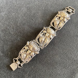 Vintage Silver Lotus Bracelet