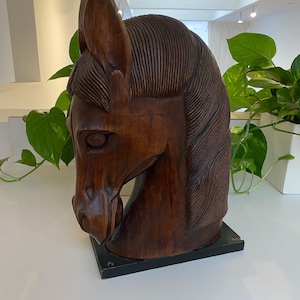 Vintage Carved Wood Equestrian Horse Bust