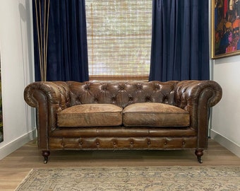 Antique French Chesterfield Sofa with Patchwork