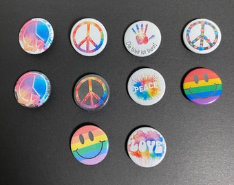 Set - Button "Peace & Love" 10 Stück