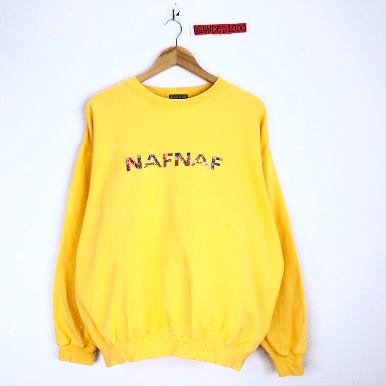 Vintage Nafnaf Sweatshirt Pullover Jumper France Top Fashion Designer French Brand Naf Naf Big Logo Embroidery Spellout Rare!!