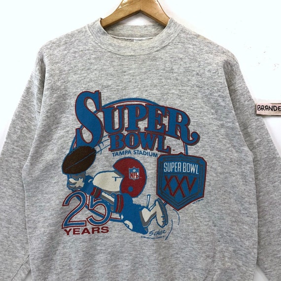 Rare Vintage Vintage Snoopy X Super Bowl XXV Sweatshirt Tampa Stadium  American Football Jumper NFL National Football League 